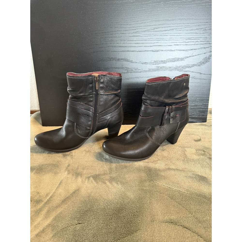 PIKOLINOS VERONA BLACK BOOTS ZIP SIZE 38/7.5 HEELED ANKLE LEATHER ROUND TOE NEW